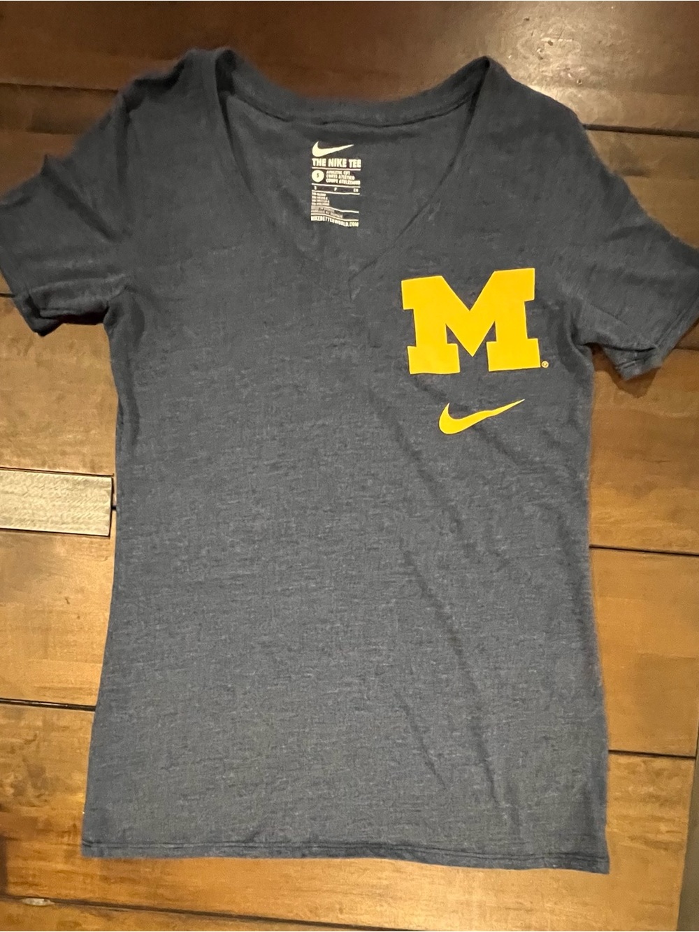 Nike Women's University of Michigan Heather Navy V-Neck Tee